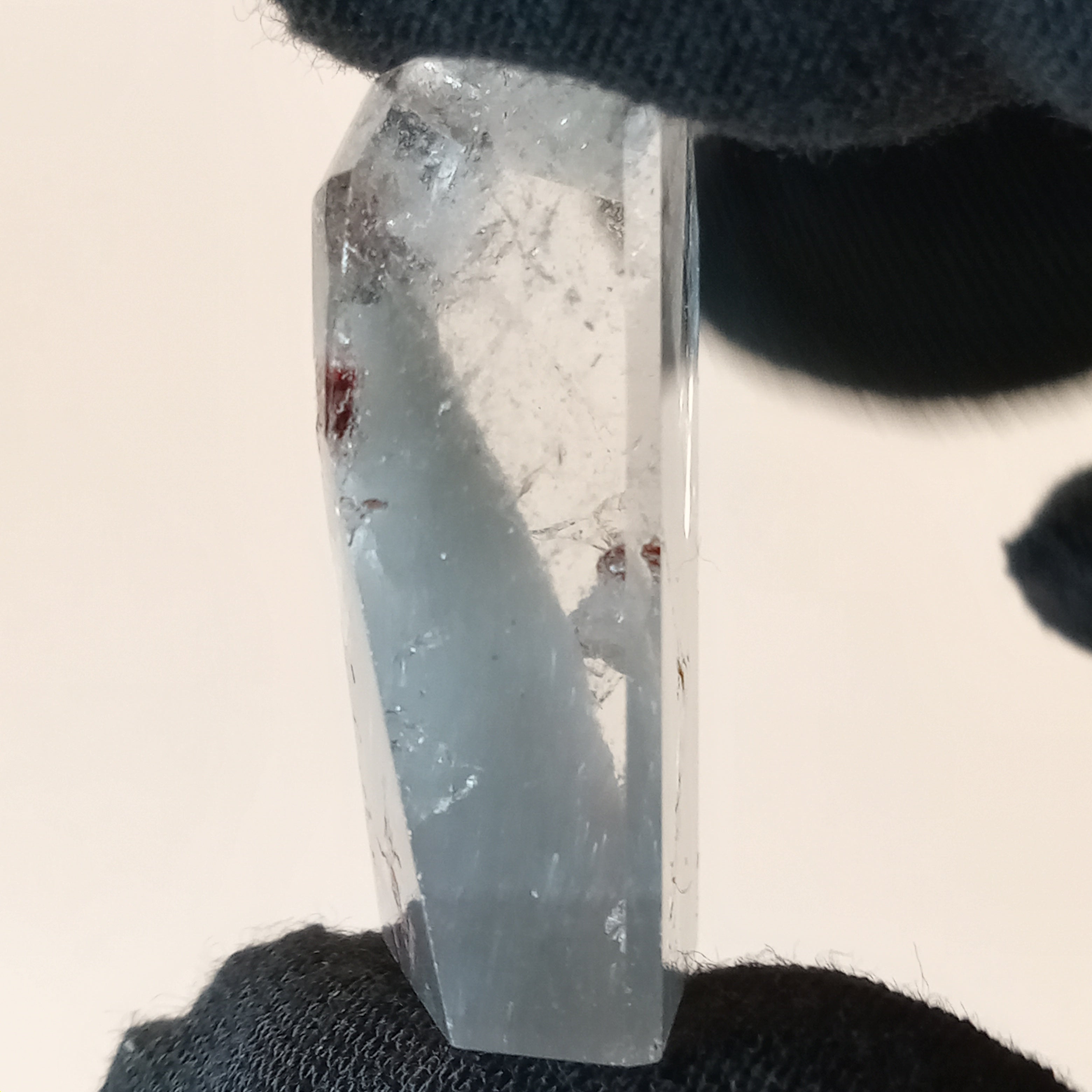 Thousand Layer Garden Quartz Polished Free Form with Blue Layering and Red Mineral Inclusions