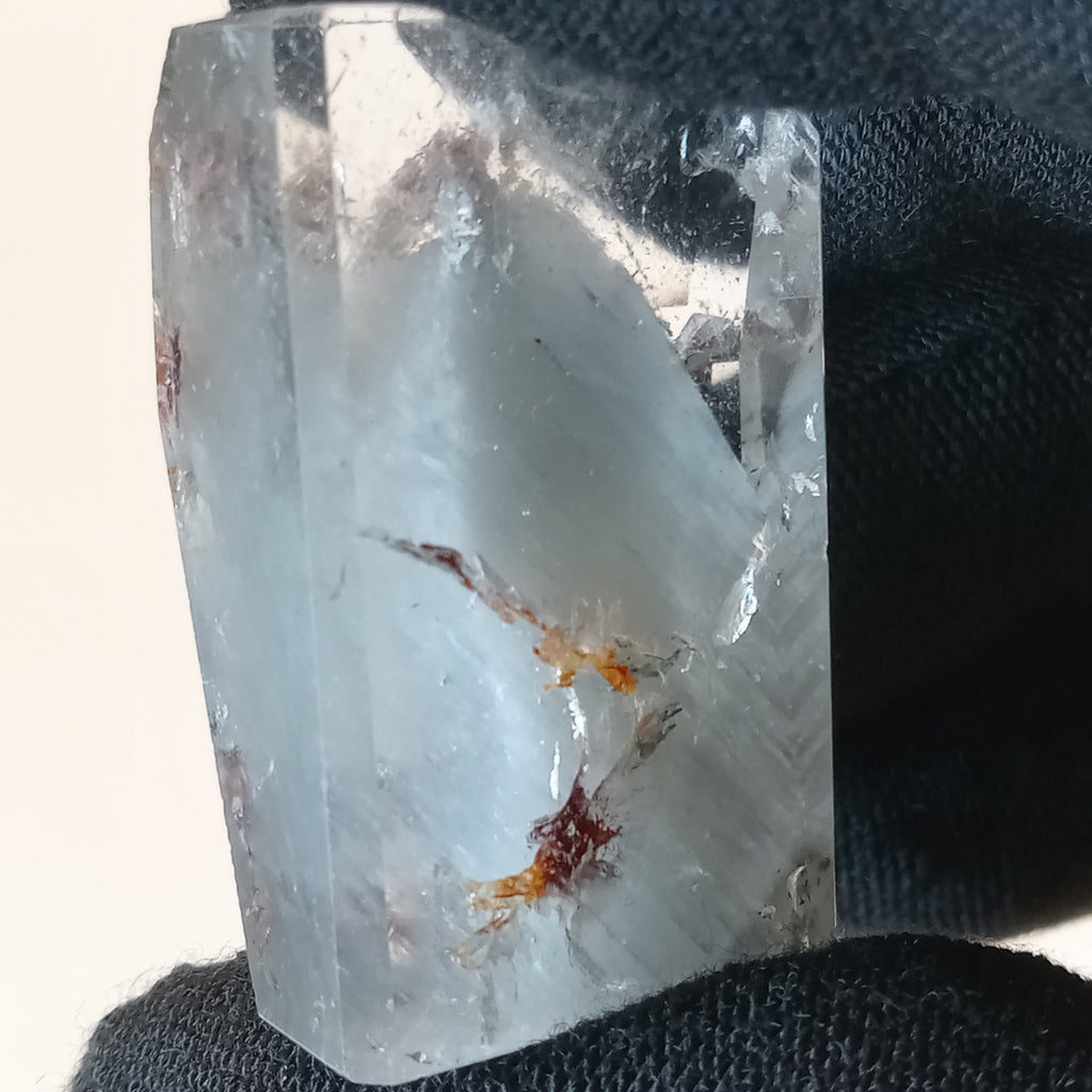 Thousand Layer Garden Quartz Polished Free Form with Blue Layering and Red Mineral Inclusions