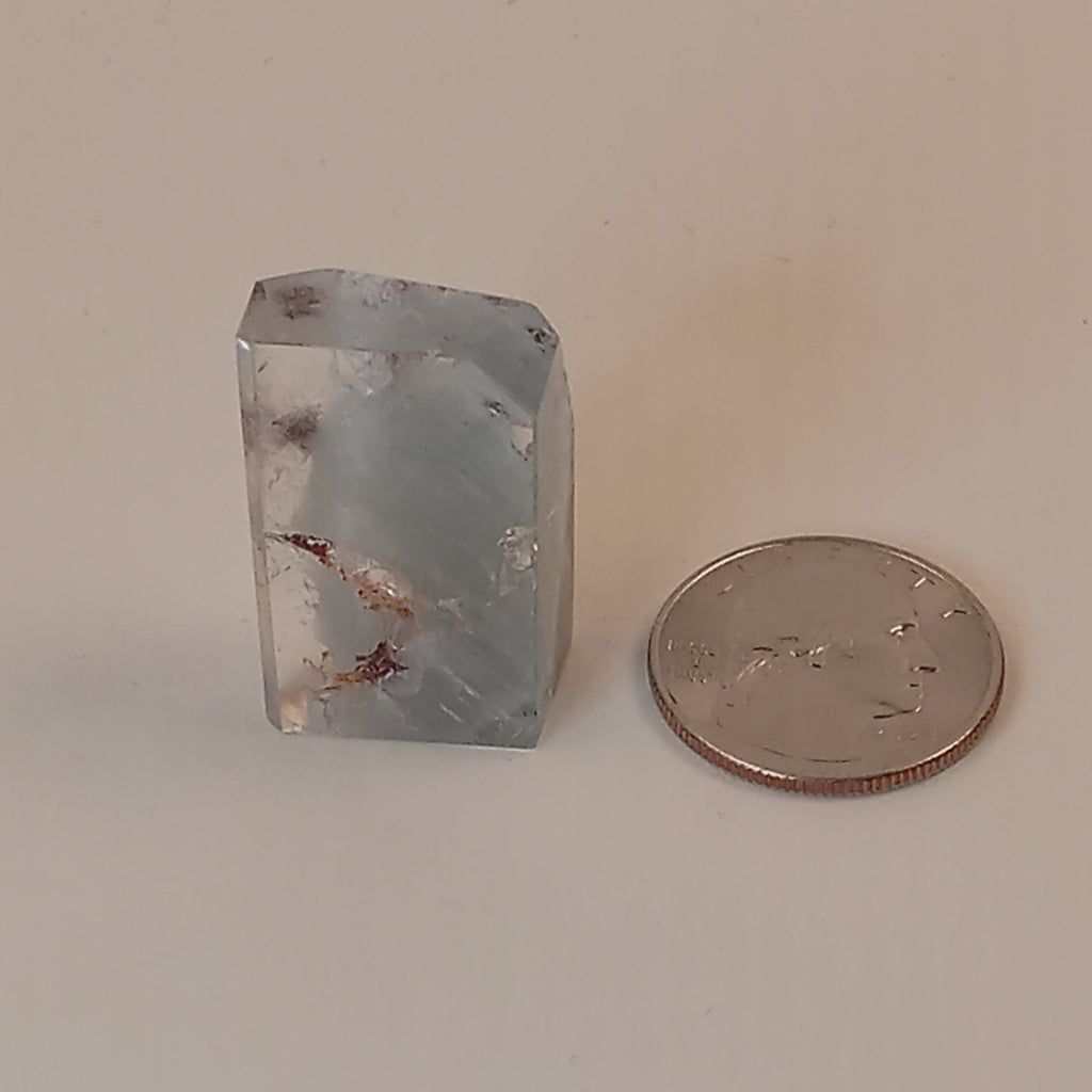 Thousand Layer Garden Quartz Polished Free Form with Blue Layering and Red Mineral Inclusions