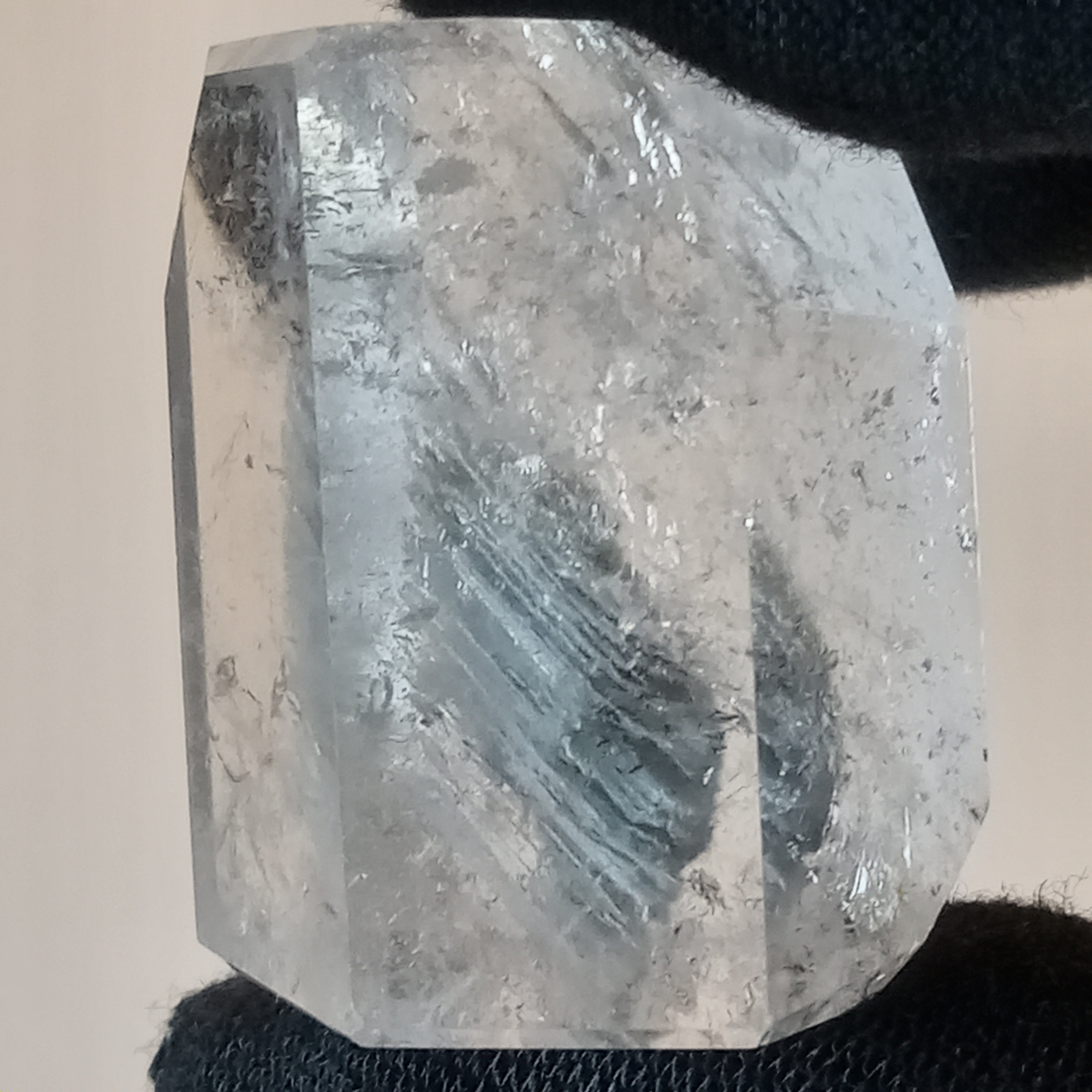 Thousand Layer Garden Quartz Polished Free Form with Blue Phantom Landscape Inclusions