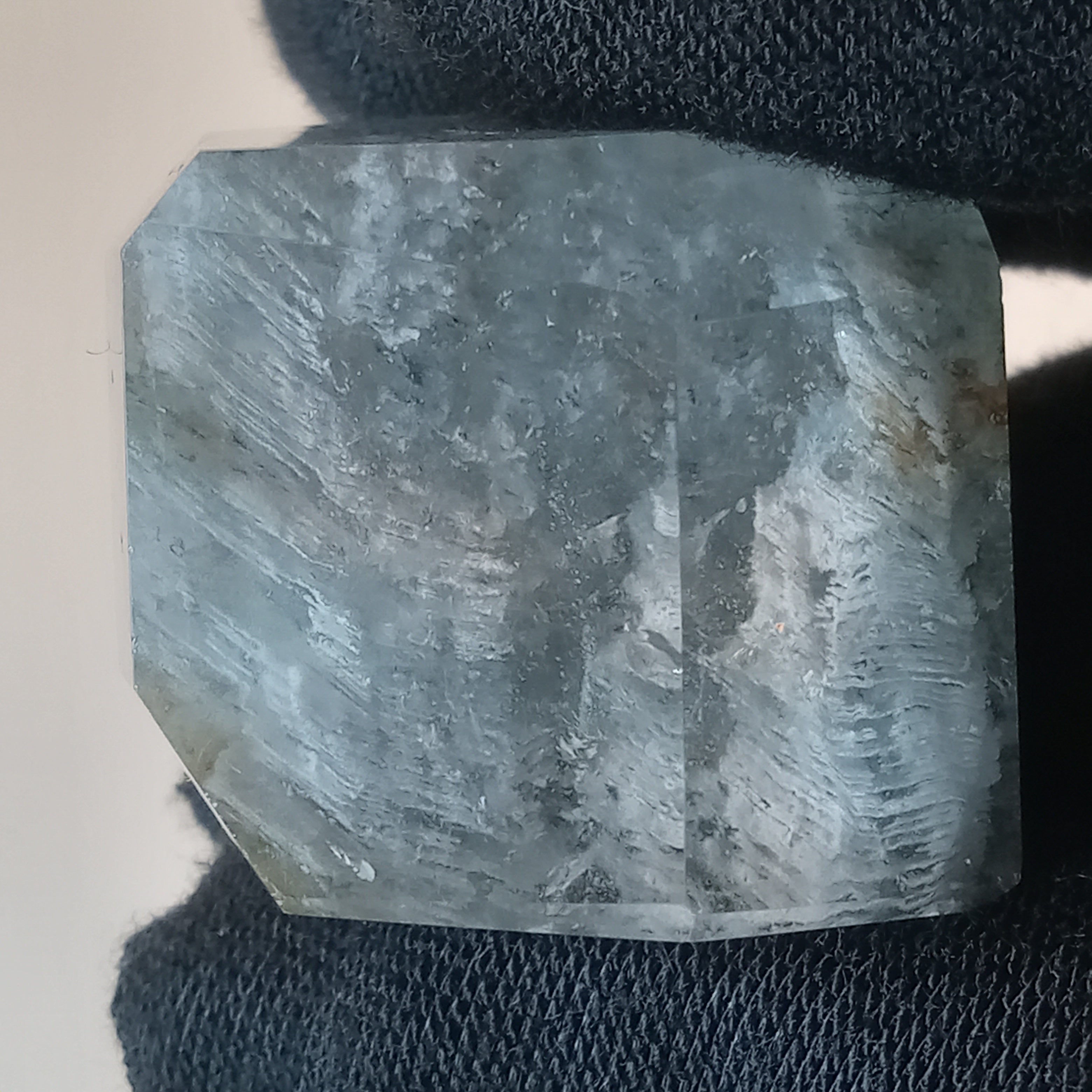 Thousand Layer Garden Quartz Polished Free Form with Blue Layered Landscape Inclusions