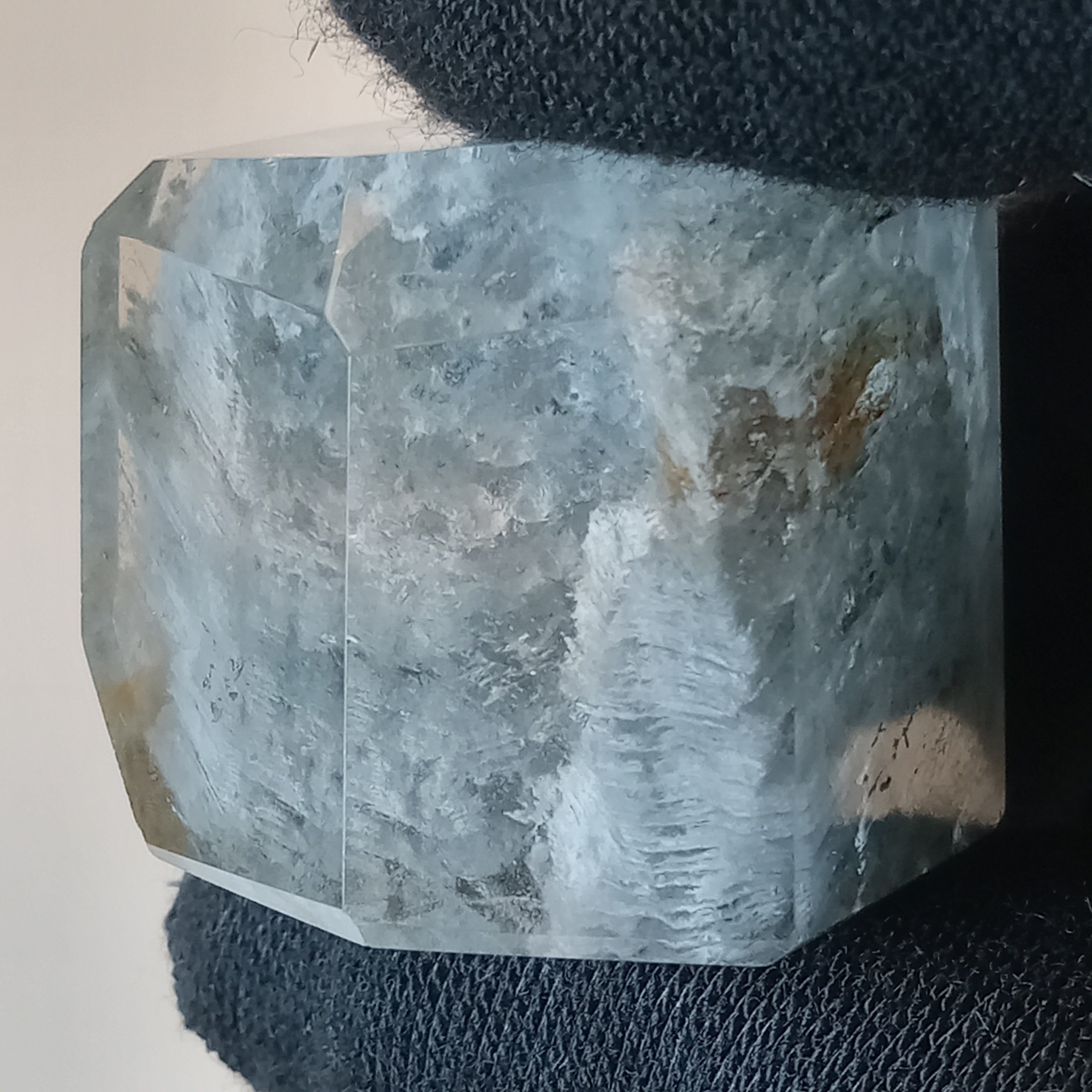 Thousand Layer Garden Quartz Polished Free Form with Blue Layered Landscape Inclusions