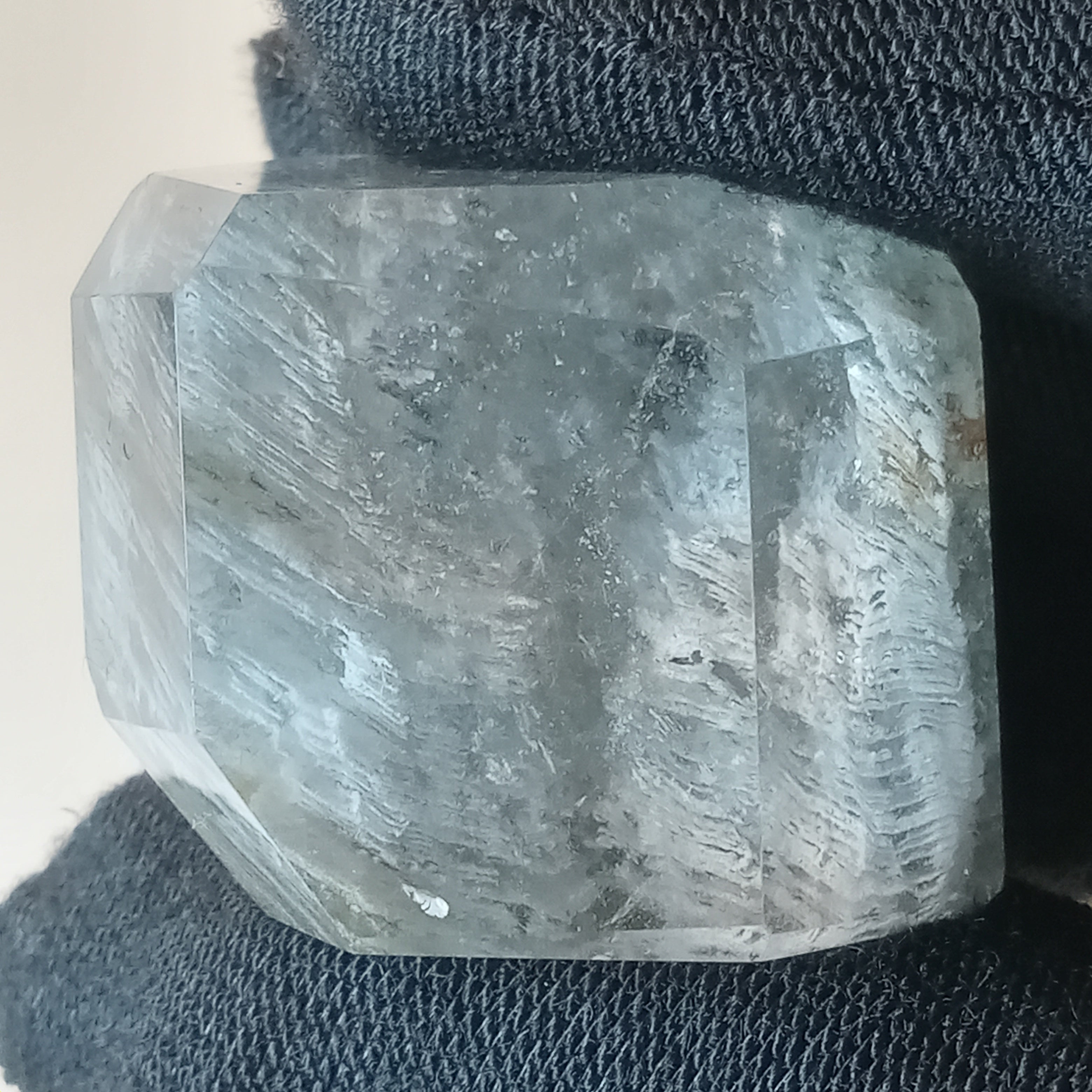 Thousand Layer Garden Quartz Polished Free Form with Blue Layered Landscape Inclusions
