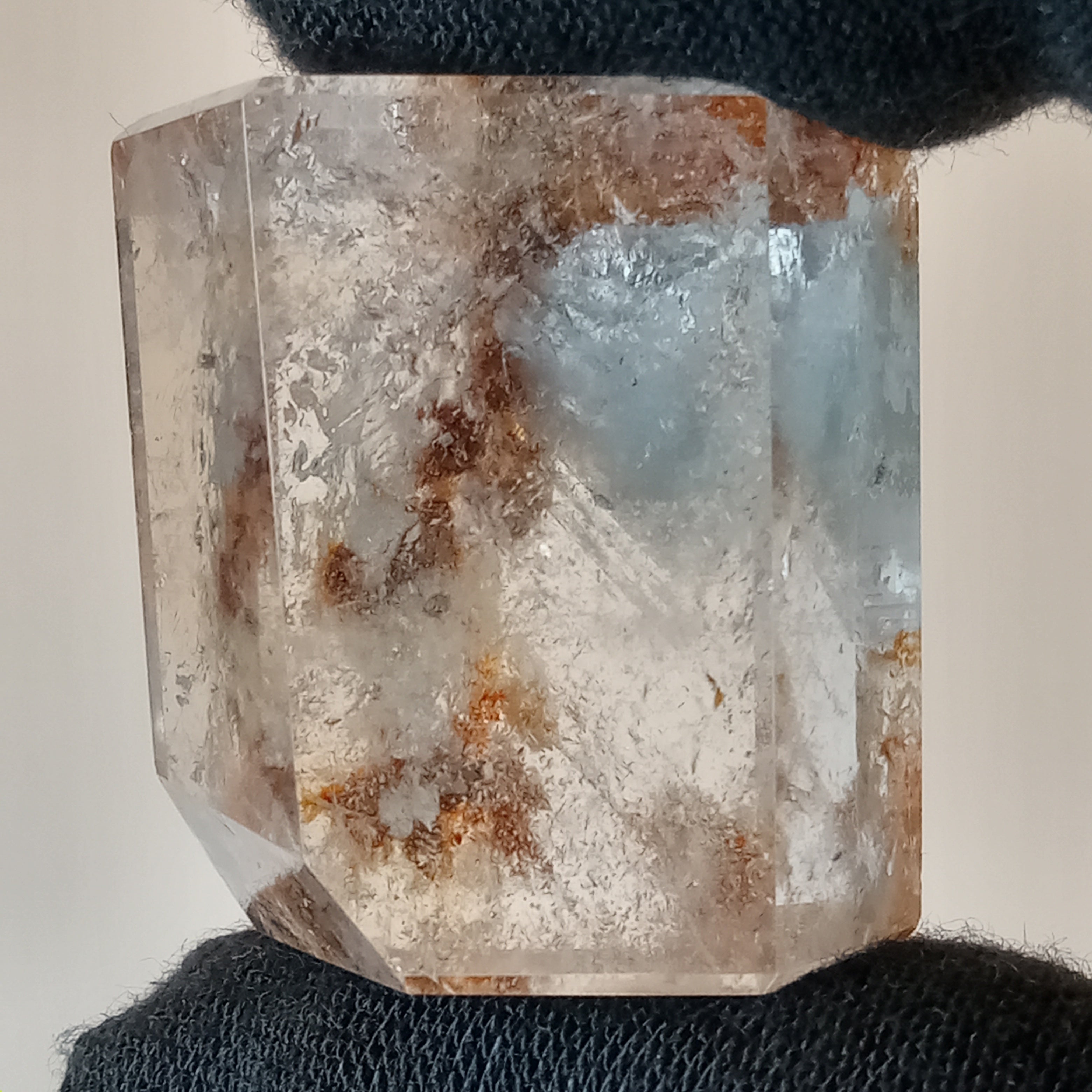 Thousand Layer Garden Quartz Polished Free Form with Red Landscape Mineral Inclusions