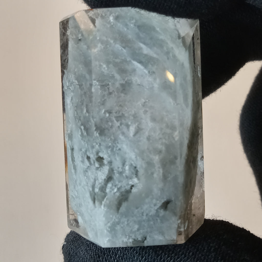 Thousand Layer Garden Quartz Polished Free Form with Flowing Blue Layered Inclusions