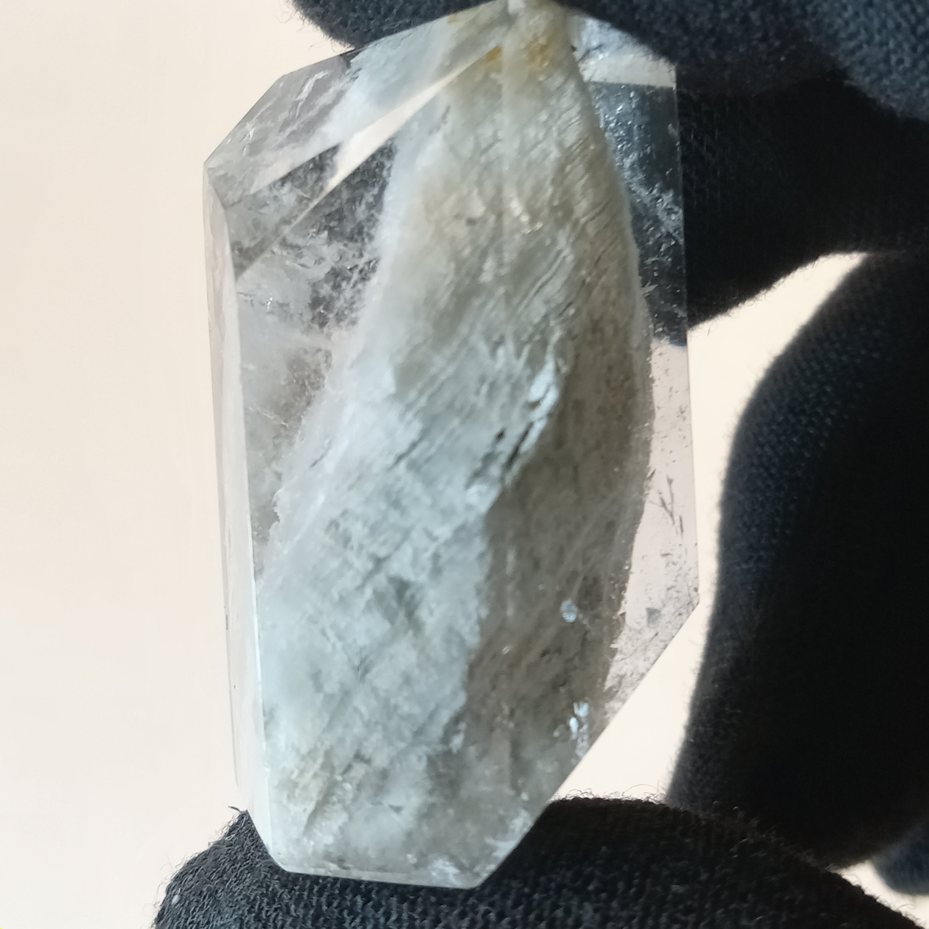 Thousand Layer Garden Quartz Polished Free Form with Flowing Blue Layered Inclusions