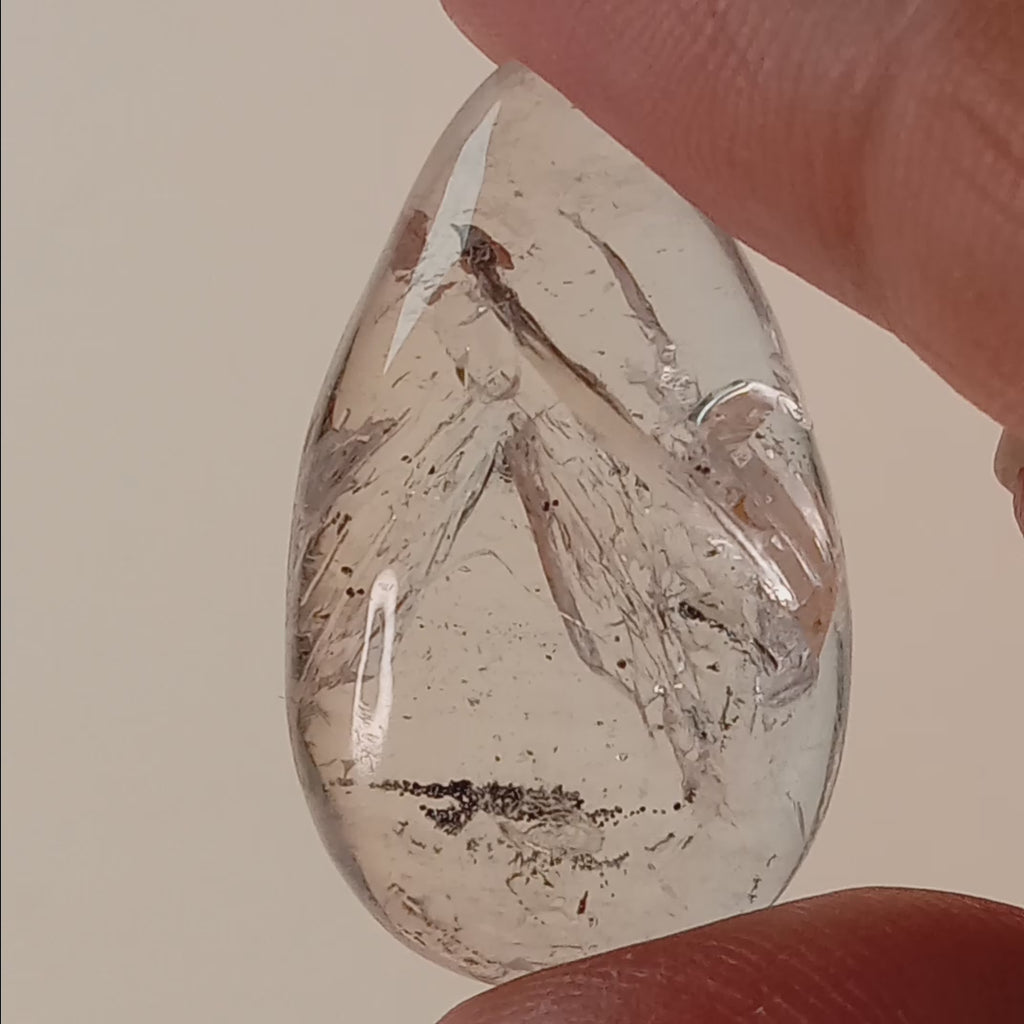 Enhydro Clear Quartz Tear Drop | Moving Bubble & Moving Sand | Collector Quartz Specimen