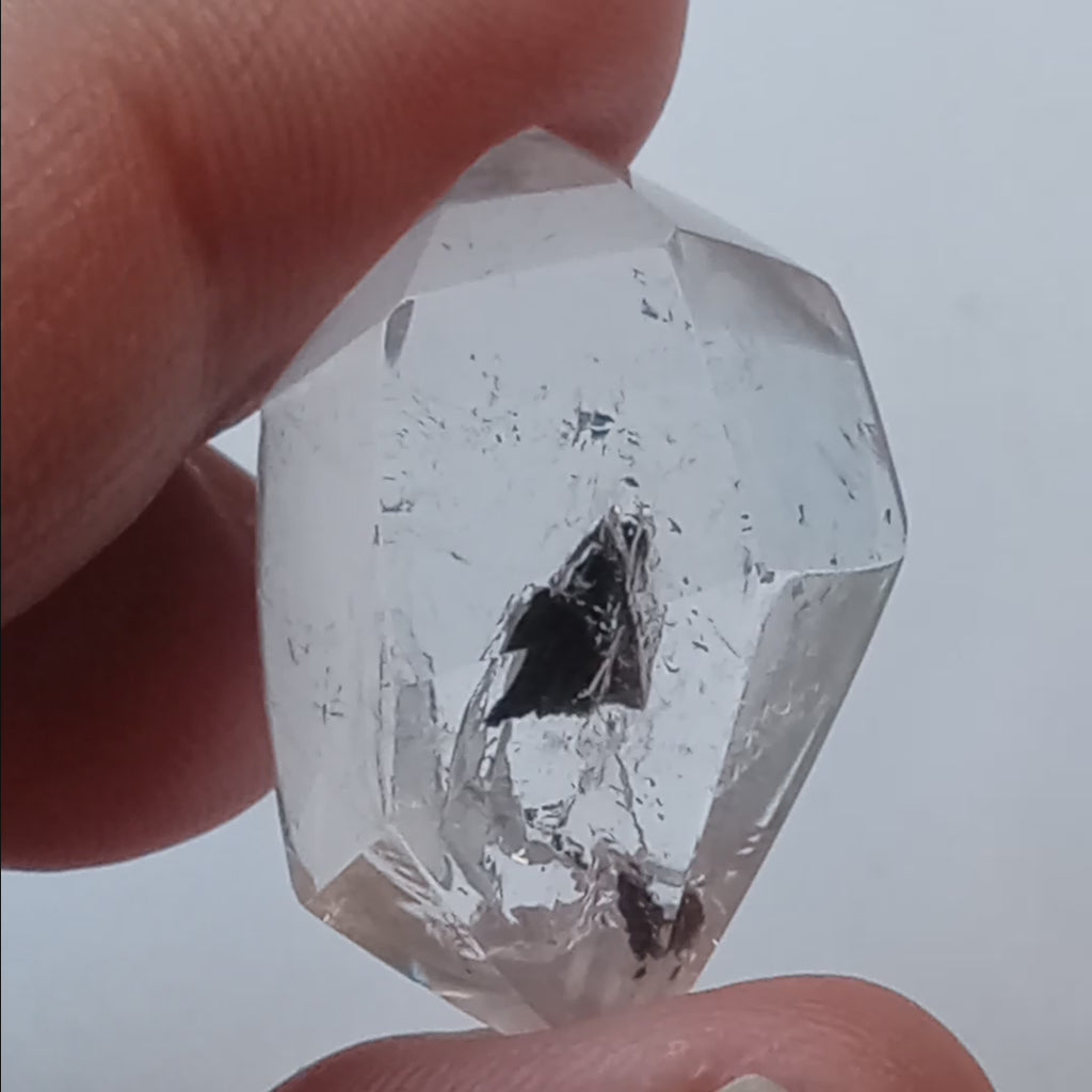 Moving Carbon Sand Enhydro Clear Quartz Crystal – Double Terminated Water Inclusion Quartz