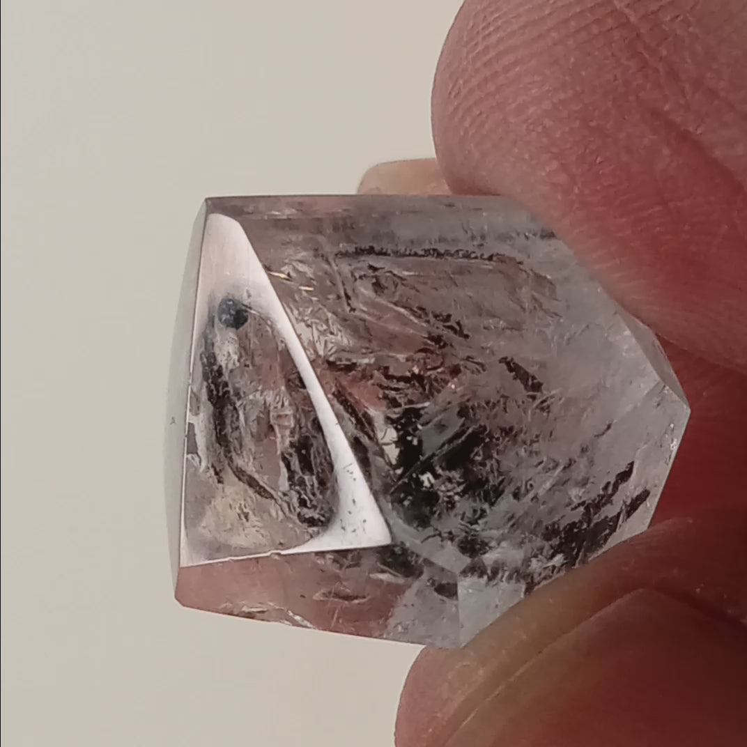 Enhydro Clear Quartz Freeform with Moving Carbon Bubble & Sand Inclusion | Polished Collector Crystal