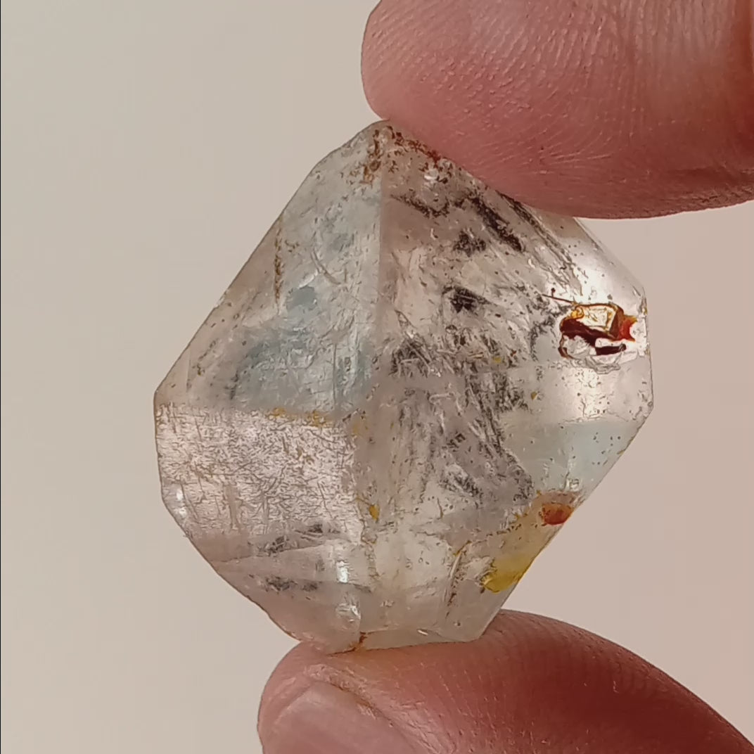 Raw Enhydro Quartz Crystal with Three Moving Carbon Bubbles and Moving Sand | Collector Specimen