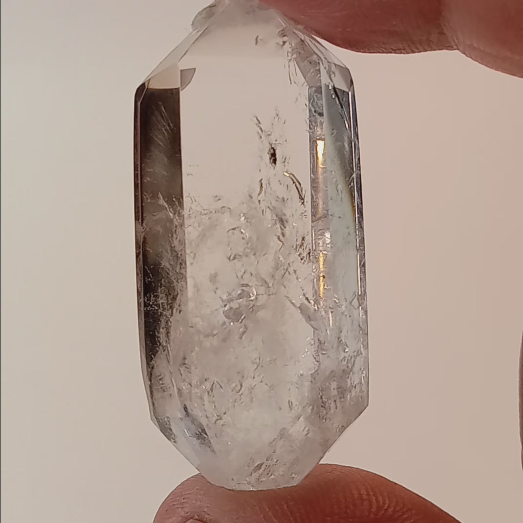 Enhydro Clear Quartz Freeform Point with Moving Bubble | Polished Collector Crystal