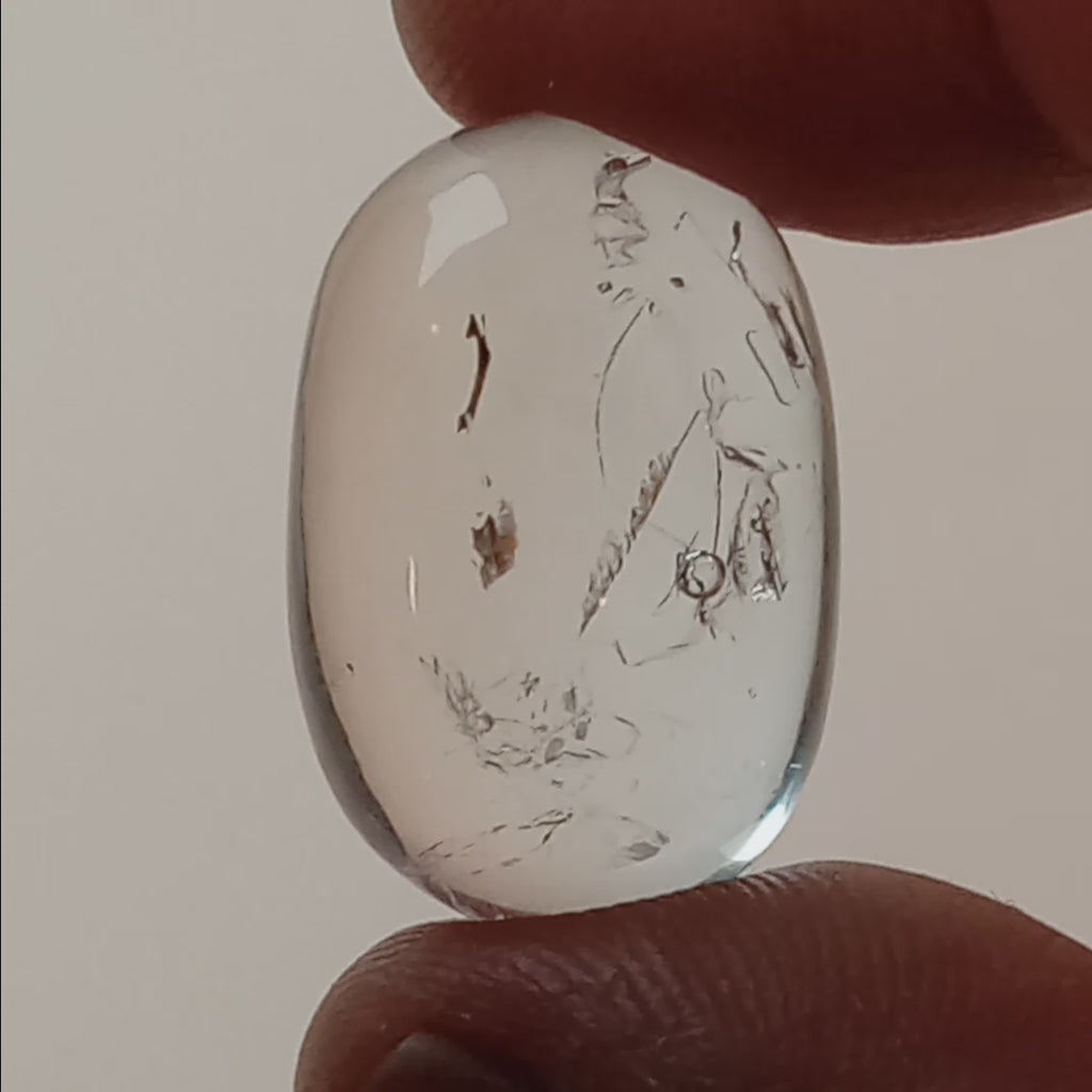 Clear Enhydro Quartz Oval Dome with Multiple Moving Bubbles