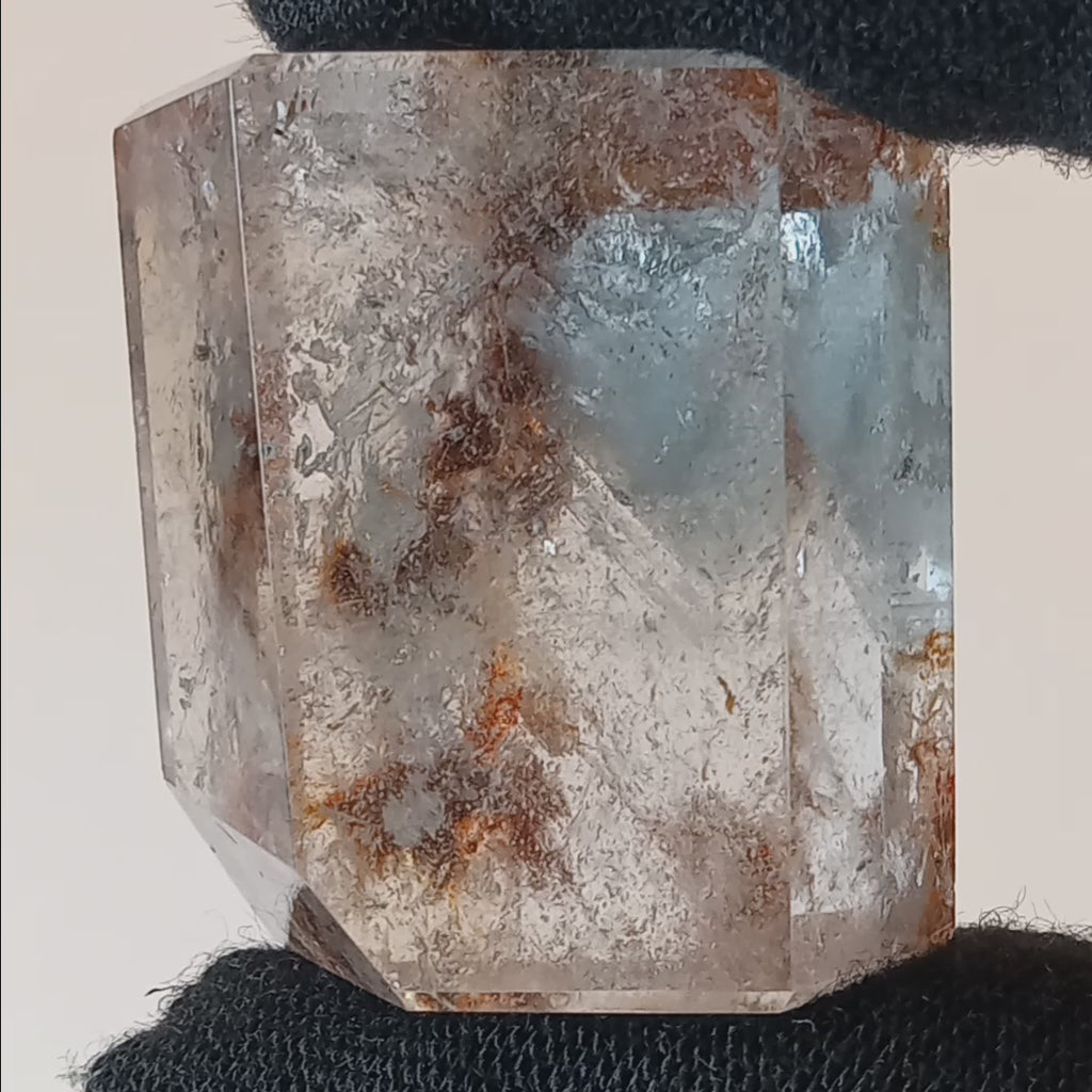 Thousand Layer Garden Quartz Polished Free Form with Red Landscape Mineral Inclusions