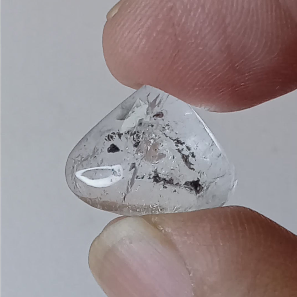 Moving Carbon Sand Enhydro Quartz – Clear Quartz Freeform with Floating Inclusions