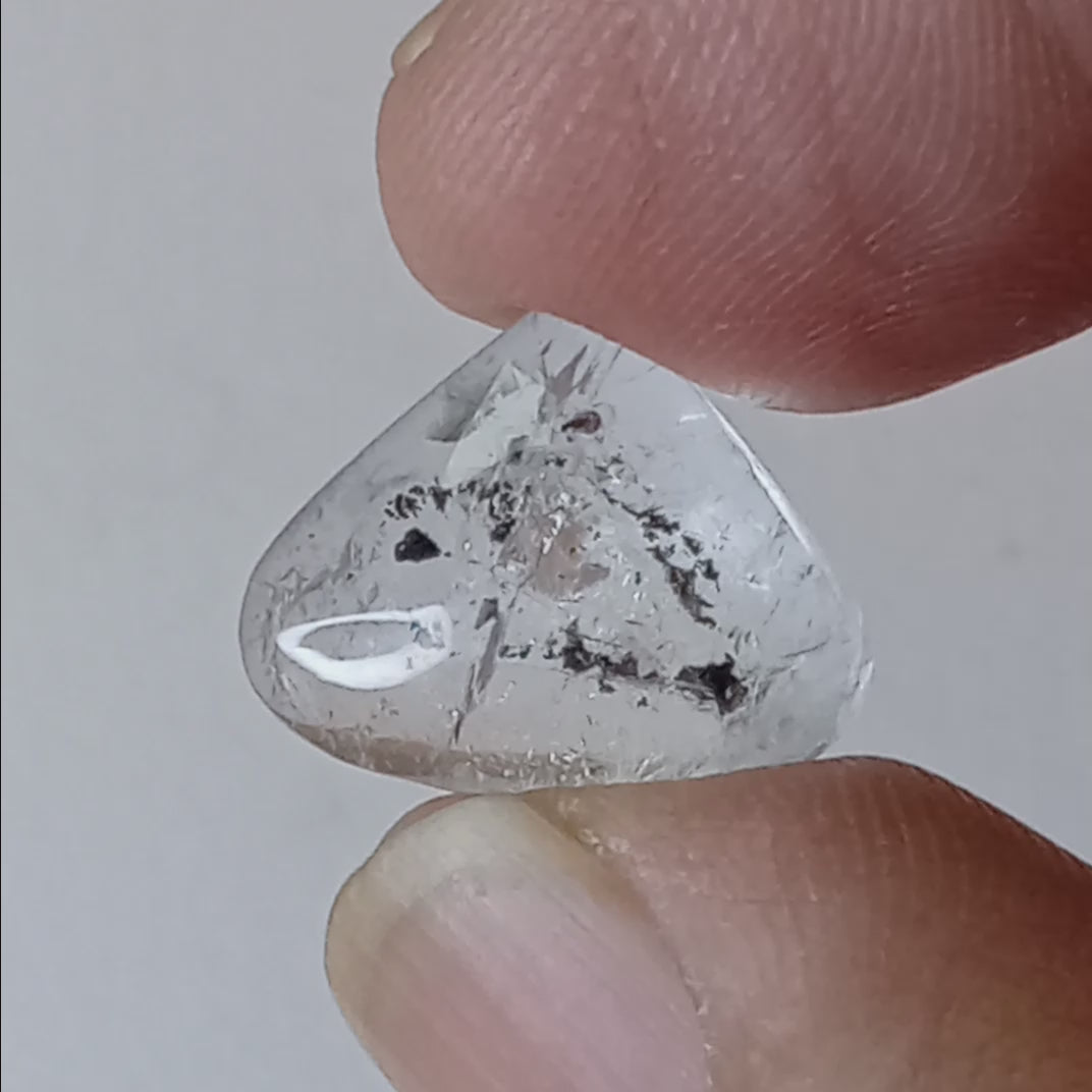 Moving Carbon Sand Enhydro Quartz – Clear Quartz Freeform with Floating Inclusions