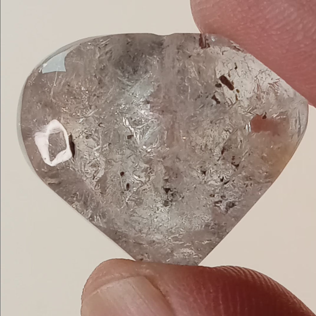 Enhydro Clear Quartz Heart | Large Moving Bubble Quartz | Polished Collector Crystal