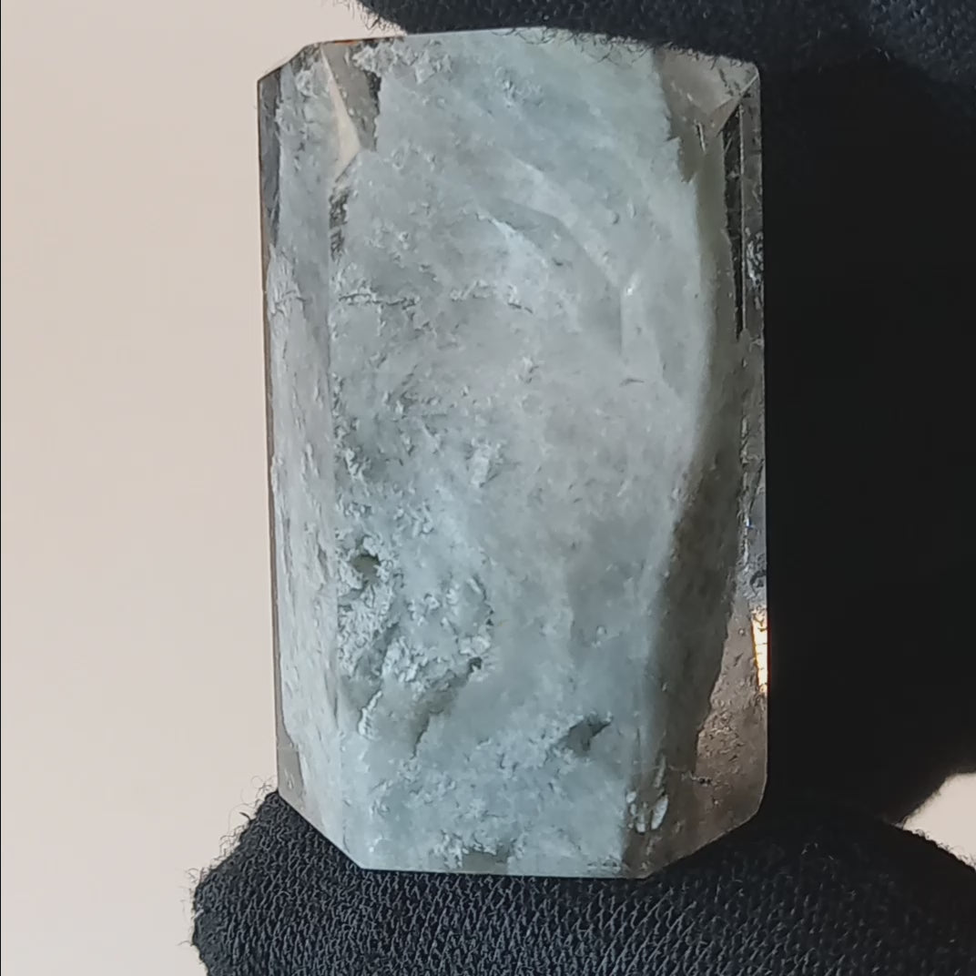 Thousand Layer Garden Quartz Polished Free Form with Flowing Blue Layered Inclusions