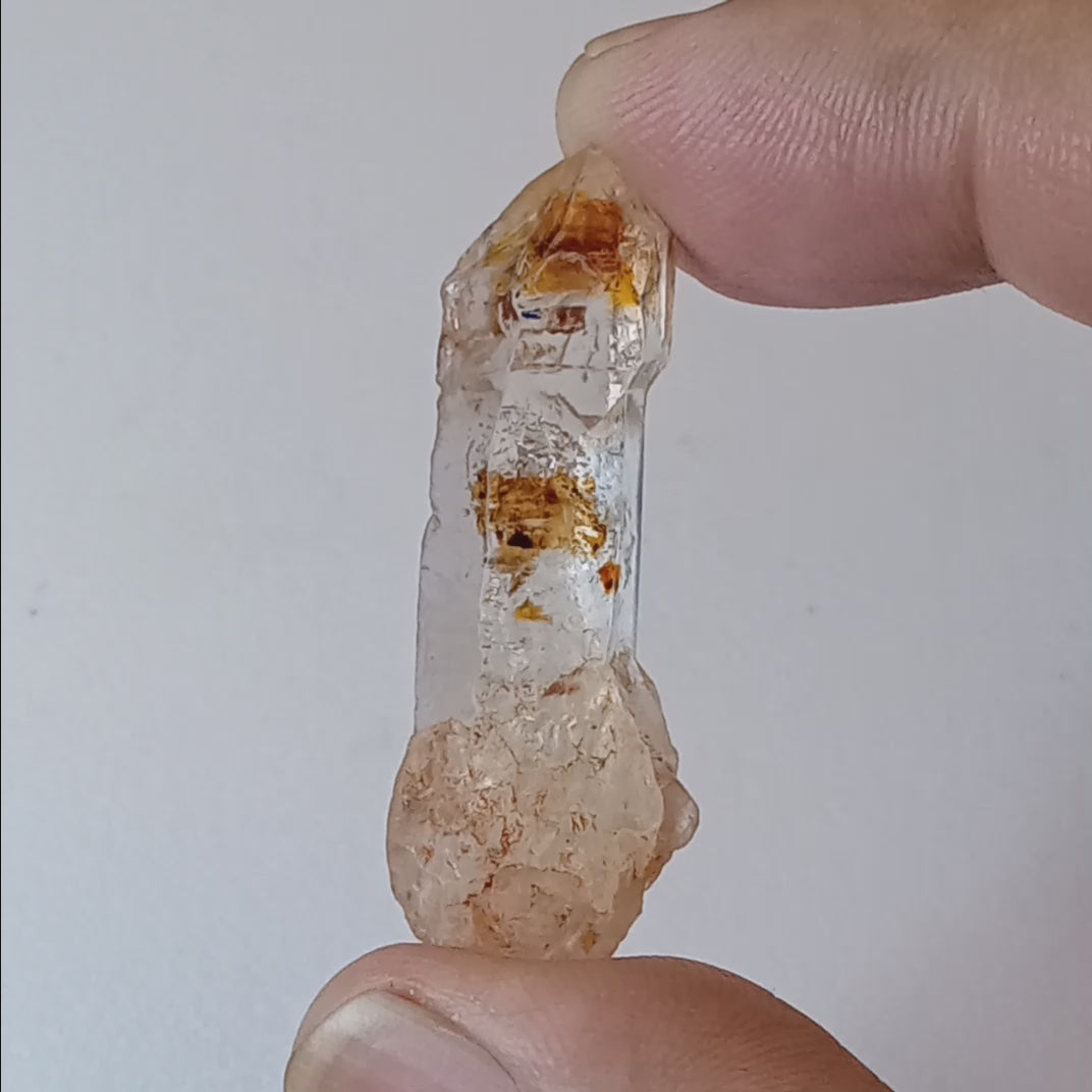 Scepter Enhydro Petroleum Quartz with Visible Oil Bubble & UV Reactive Inclusions