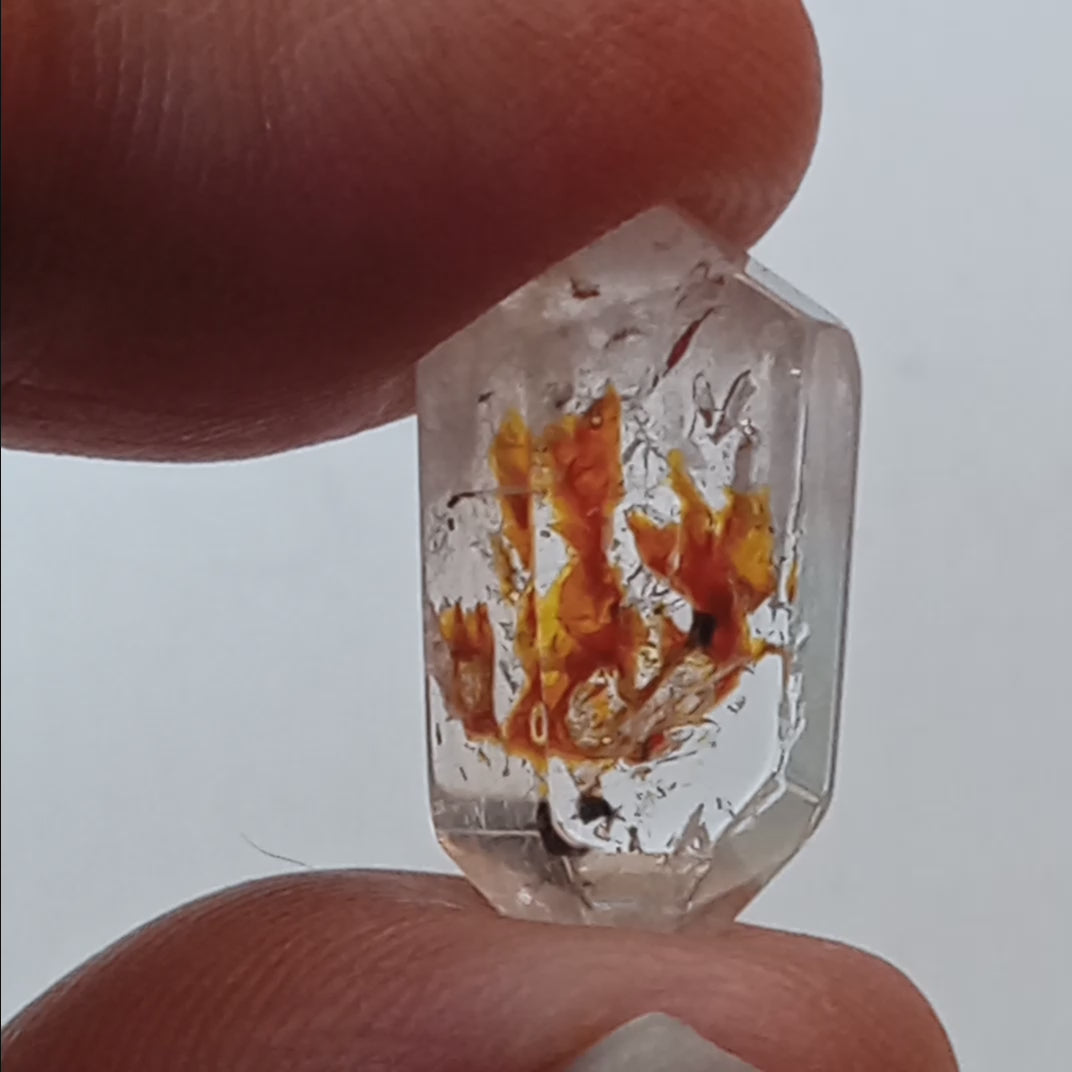 Double Terminated Petroleum Enhydro Quartz with Two Moving Oil Bubbles & UV Glow